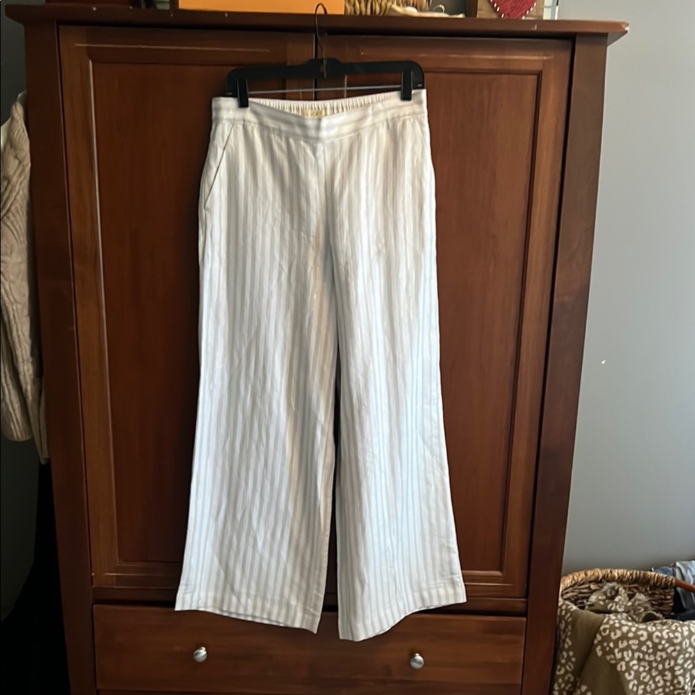 White Striped Wide-Leg Pants